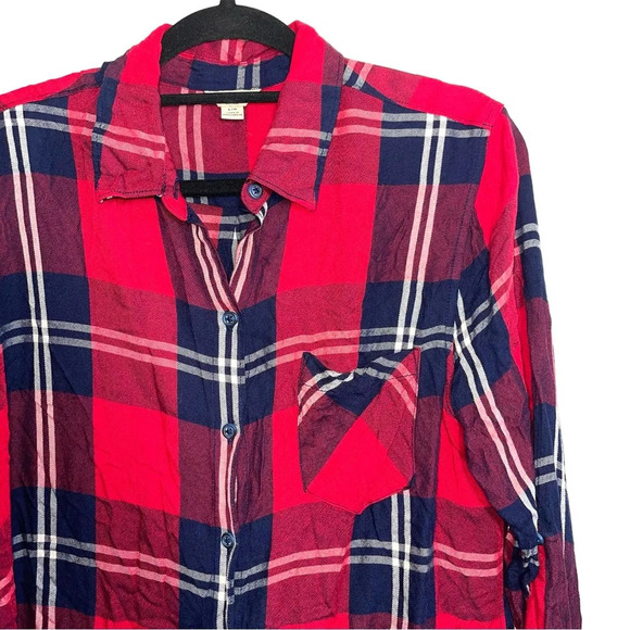 Woolrich Red White & Navy Blue Plaid Button Down Shirt Large Women’s - Picture 3 of 10